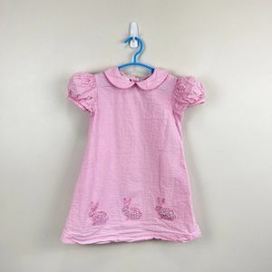 Southern Sunshine Pink Plaid Bunny Dress 4T